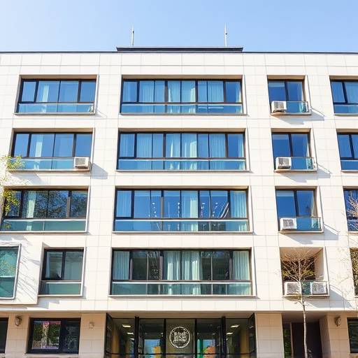 Fachada de un edificio de oficinas moderno en Madrid
